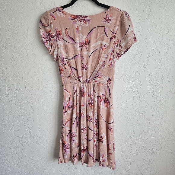 Lulus Flor-Ever Blush Pink Floral Print Skater Dress Size XS Barbiecore Mini - Picture 5 of 11